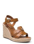 Espadrille High Wedge Leather Korolliset Sandaalit Espadrillot Brown T...