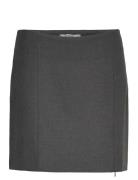 Side Zipper Mini Skirt Lyhyt Hame Grey Mango