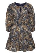 Paisley Cotton Voile Tiered Dress Lyhyt Mekko Navy Lauren Ralph Lauren