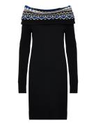 Fair Isle Off-The-Shoulder Sweater Dress Polvipituinen Mekko Black Lau...