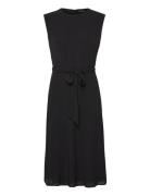 Belted Bubble Crepe Dress Polvipituinen Mekko Black Lauren Ralph Laure...