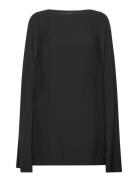 Cape Georgette Cocktail Dress Lyhyt Mekko Black Lauren Ralph Lauren