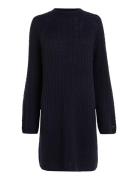 Soft Wool Ao Cable C-Nk Dress Polvipituinen Mekko Blue Tommy Hilfiger