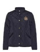 Crest-Patch Quilted Mockneck Jacket Tikkitakki Navy Lauren Ralph Laure...