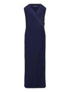 Jersey Off-The-Shoulder Gown Maksimekko Juhlamekko Navy Lauren Women