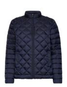 Diamond-Quilted Puffer Coat Vuorillinen Takki Topattu Takki Navy Laure...