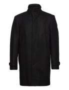 Recycled Wool Funnel Neck Coat Villakangastakki Pitkä Takki Black Lind...