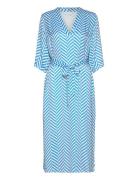 Dress In Heringb Print Polvipituinen Mekko Blue Coster Copenhagen