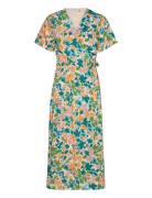 Yasleafa Ss Midi Wrap Dress S. Polvipituinen Mekko Green YAS