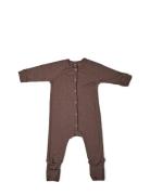 Night Suit, Rose Brown Drop Needle, Merino Wool Pyjama Sie Jumpsuit Ha...