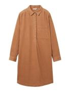 Corduroy Dress Solid Polvipituinen Mekko Brown Tom Tailor