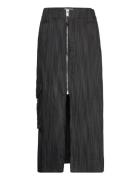 Drapey Stripe Suiting Maxi Skirt Pitkä Hame Black Ganni