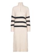 Slfmaline Ls Knit Dress Half Zip Polvipituinen Mekko Cream Selected Fe...