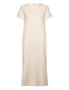 Rebekka Dress G Gots Polvipituinen Mekko Beige Basic Apparel