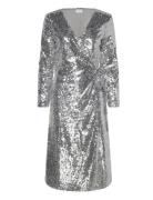 Vijuliana L/S Wrap Midi Sequins Dress/Ka Polvipituinen Mekko Silver Vi...