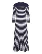 Striped Waffle-Knit Dress Maksimekko Juhlamekko Navy Polo Ralph Lauren