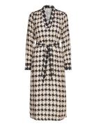 Long Dress In Houndstooth Print Polvipituinen Mekko Cream Coster Copen...