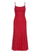 Ruby Lace Midi Dress Polvipituinen Mekko Red Bardot