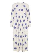 Butterfly Print Flared Long Dress Polvipituinen Mekko White Bobo Chose...