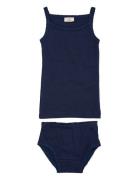 Pointelle Heart Underwear Set Alusvaatesetti Navy Copenhagen Colors