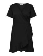 Carlivia S/S Wrap Knee Dress Wvn Noos Lyhyt Mekko Black ONLY Carmakoma