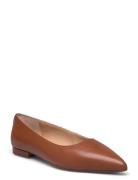 Londyn Burnished Leather Ballet Flat Ballerinat Brown Lauren Ralph Lau...