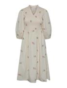 Yasjubel 3/4 Midi Dress S. - Ca Polvipituinen Mekko Cream YAS