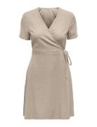 Onladdiction-Caro S/S Linen Dress Cc Pnt Lyhyt Mekko Beige ONLY