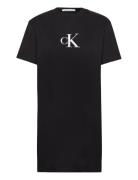 Satin Ck T-Shirt Dress Lyhyt Mekko Black Calvin Klein Jeans