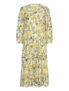 Oliviall Midi Dress 3/4 Polvipituinen Mekko Yellow Lollys Laundry