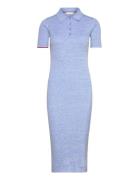 Marle Rib Polo Ss Midi Dress Polvipituinen Mekko Blue Tommy Hilfiger