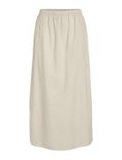 Viemma Hw Midi Skirt/Ka Polvipituinen Hame Beige Vila