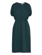 Puk Dress Cotton Linen Polvipituinen Mekko Khaki Green Naja Lauf