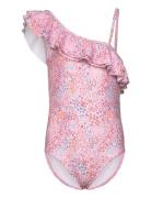 Swimsuit Shoulder, Aop Uimapuku Uima-asut Pink Color Kids