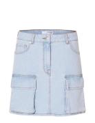 Slfhazel Mw Light Ice Blue Denim Skirt Lyhyt Hame Blue Selected Femme