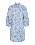 Yaslolena 3/4 Denim Shirt Dress S. Lyhyt Mekko Blue YAS