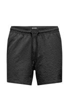 Onsted Life Solid Seersucker Swim Noos Uimashortsit Black ONLY & SONS