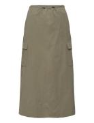 Midi-Skirt With Cargo Pockets Polvipituinen Hame Khaki Green Mango