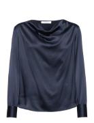 Blouse Ls Tops Blouses Long-sleeved Blue Rosemunde