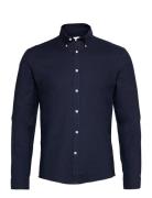 Yarn Dyed Oxford Superflex Shirt L/ Tops Shirts Casual Navy Lindbergh