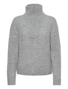 Alphagz R Zipper Pullover Noos Tops Knitwear Turtleneck Grey Gestuz