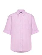 Rel Ss Linen Chambray Shirt Tops Shirts Short-sleeved Purple GANT