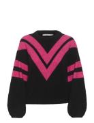 Alphagz Ls Striped Pullover Tops Knitwear Jumpers Black Gestuz