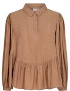 Nucaltine Blouse Tops Blouses Long-sleeved Beige Nümph