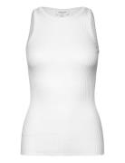 Silk Pointelle Top Tops T-shirts & Tops Sleeveless White Rosemunde