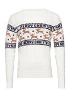 The Elegant Christmas Jumper White Tops Knitwear Round Necks White Chr...