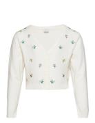 Cardigan Flower Embroidery Tops Knitwear Cardigans White Lindex