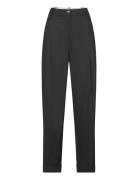 Drapey Melange Bottoms Trousers Wide Leg Black Ganni