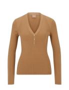 Faramena Tops Knitwear Jumpers Beige BOSS