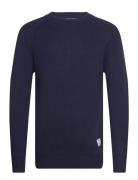 Knitted Pullover Tops Knitwear Round Necks Navy Resteröds